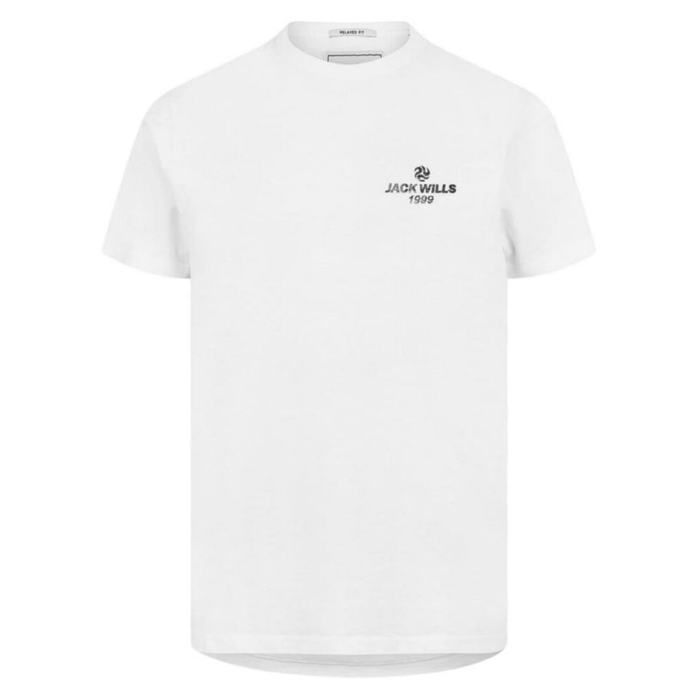 Jack Wills Mens Reverse Printed Logo T-Shirt / White